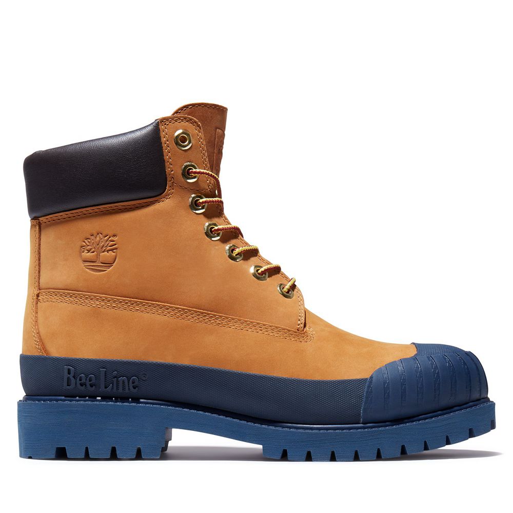 Timberland 6-Inch Μποτακια Ανδρικα Καφε/Σκουρο Μπλε - Bee Line X Waterproof Rubber Toe - Greece 7268